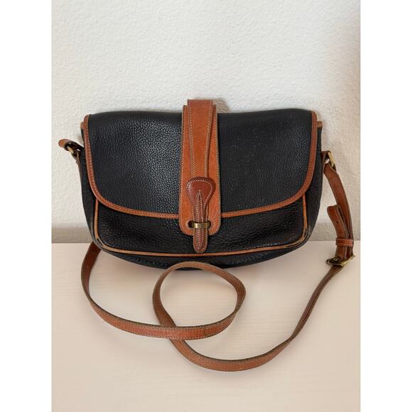 Dooney Bourke vintage leather Purse black brown crossbody Equestrian Bag USED - Picture 1 of 10